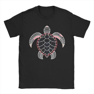 Men Tribal Hawaiian Maori Sun Sea Turtle T Shirts Cotton Tops Summer Awesome Short-Sleeve T-Shirt Crewneck Casual Tee Shirt
