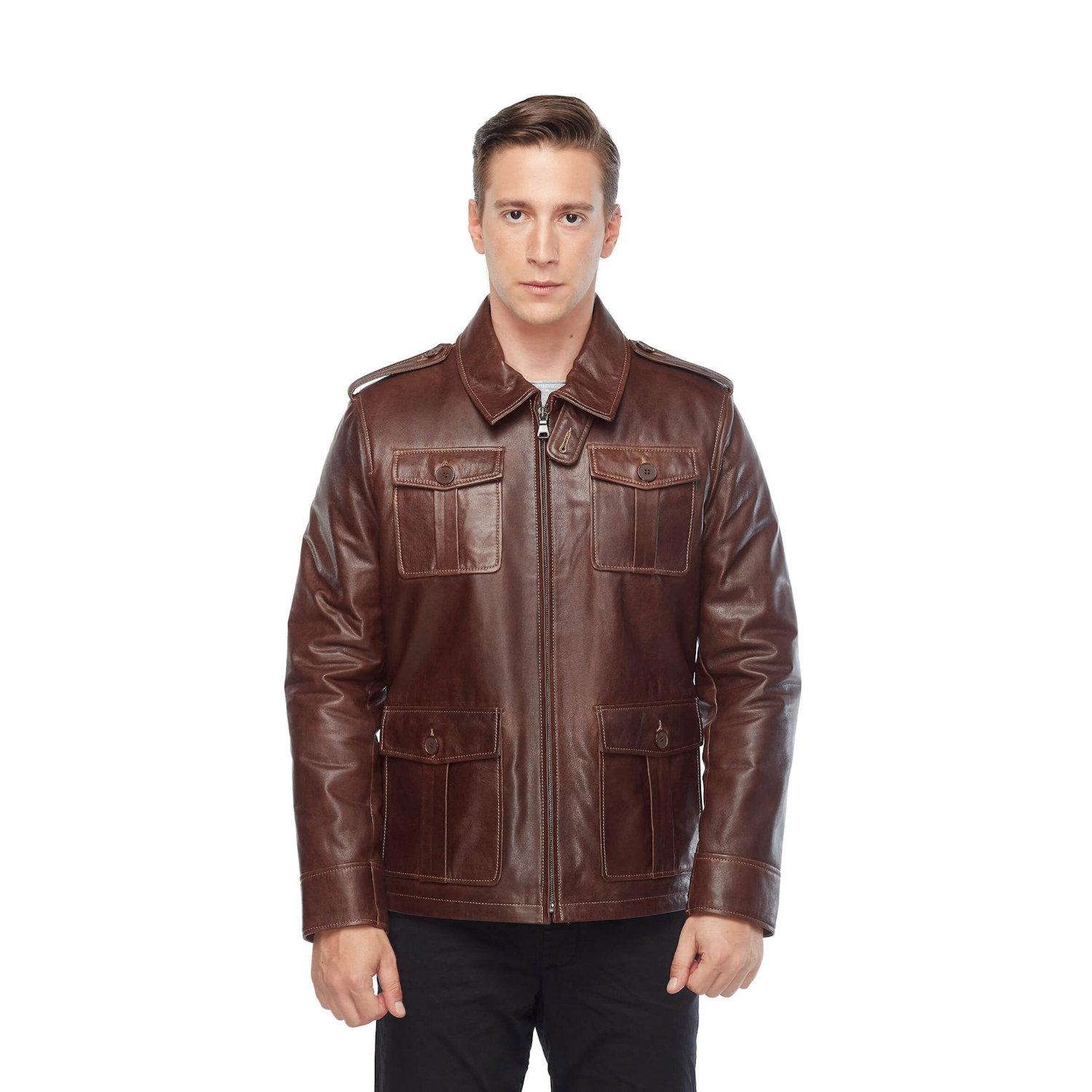 

Мужская кожаная куртка Ares из натуральной кожи XS коричневый