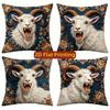 Vintage Floral Goat Print Throw Pillow Covers Pattern Cushion Cover Suitable for Sofa Bedroom Car Pillow Cover