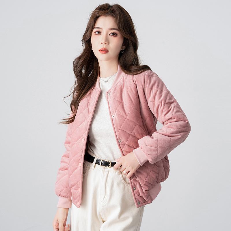 

Baseball Jersey, Cotton Jacket, Women s, 2025 Autumn and Winter New Style, Simple, Fashionable, Versatile Gold Velvet, Loose Cotton Jacket Jacket XXXL рожевий