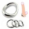 Stainless Steel Curved Locking Ring Heavy Duty Penis Bondage Cock Ring Metal Scrotum Stretcher Male Delayed Ejaculation Sex Toys