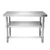 Expanded Stainless Steel Double-Layer Kitchen Work Table with Cutting Board.
