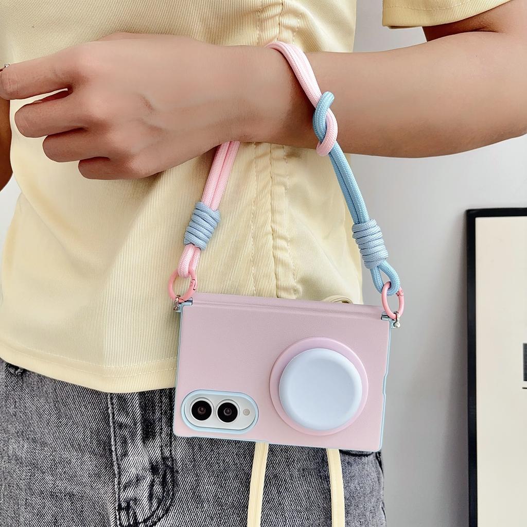 Custodia in Pelle con Supporto Magnetico Color-blocking Carina per Samsung Galaxy Z Fold8 Fold 8 Antiurto per Copertura di Protezione Cerniera Magsafe