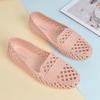 WTEMPO Women's Hollow-out Spring Summer Large Size Solid Color Single Shoes Breathable Flat Thick Heel Anti Slip Casual Work Shoes