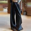 Black Leather Pants, Wide Leg Pants, Women's 2025 Autumn Winter , Matte PU Leather Casual Pants, Loose Straight Leg Floor Pants