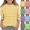 T-shirt casual da bambino con stampa, girocollo, manica a tre quarti