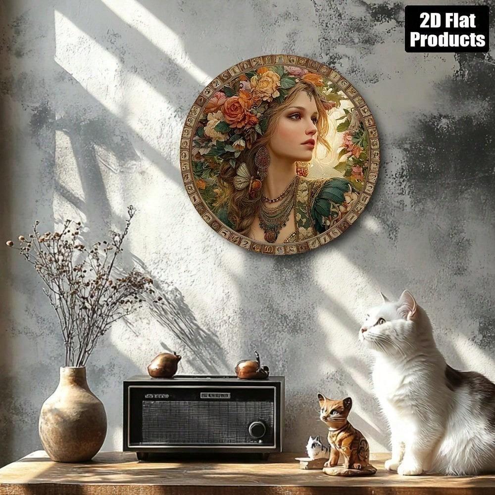 8x8 Inch Round Aluminum Metal Plaque Rustproof Wall Art For Bar Kitchen Cafe Office Holiday Decor