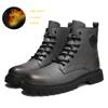 New Original Retro Designer Men Boots High Quality Men's Leather Boot Street Style Hip Hop Motorcycle Shoes Men Winter Fur Boots
