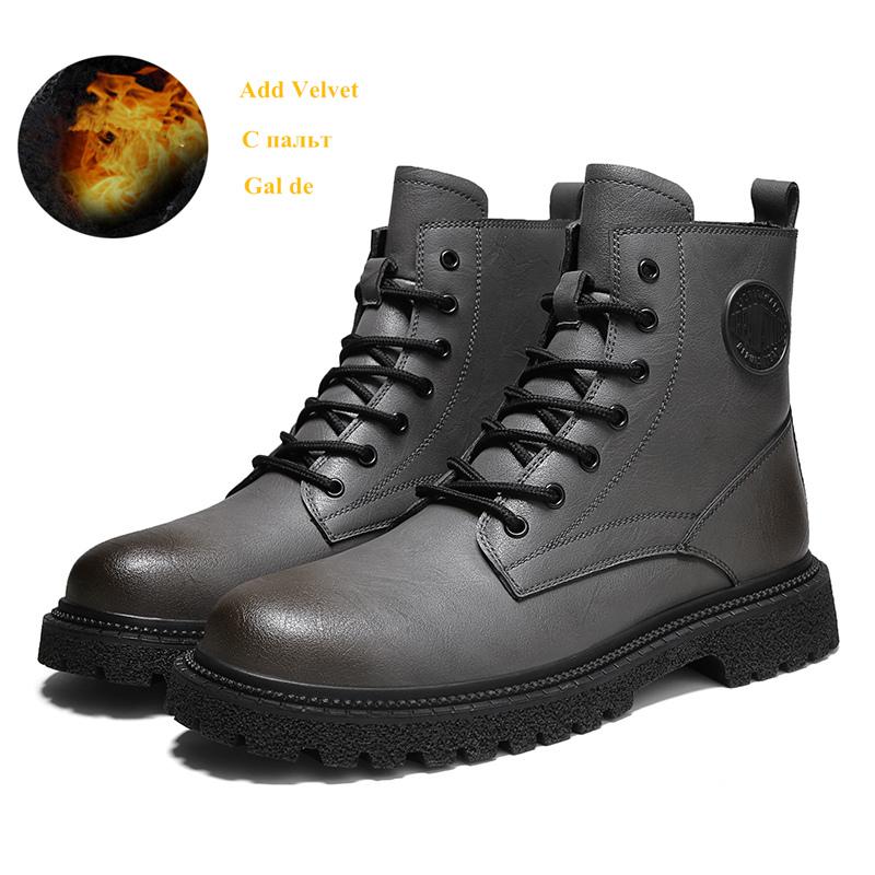 New Original Retro Designer Men Boots High Quality Men's Leather Boot Street Style Hip Hop Motorcycle Shoes Men Winter Fur Boots
