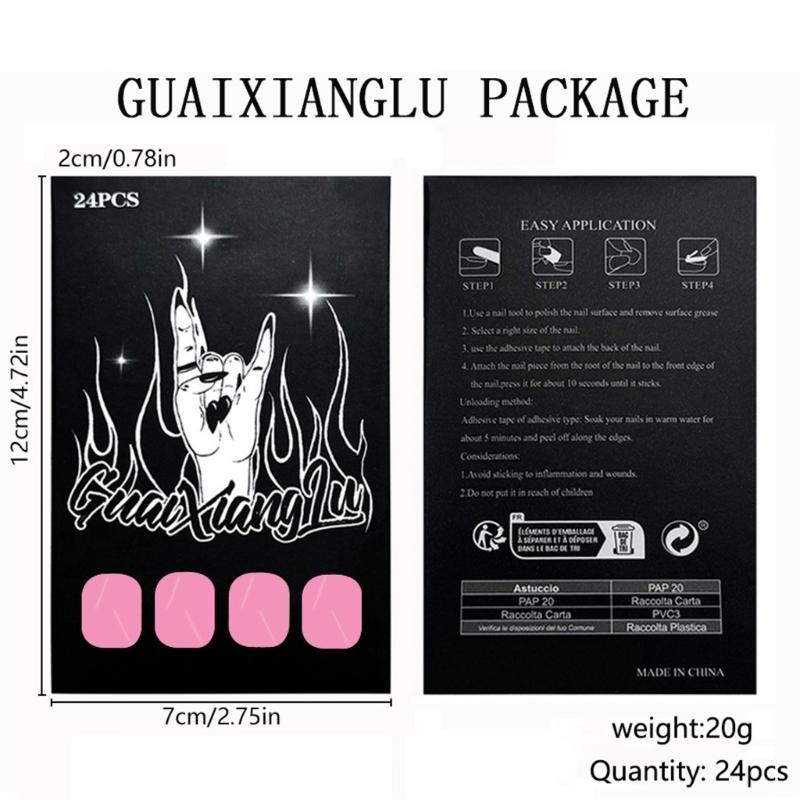 24 Pcs Simple Artificial Nail Short Square Full Cover False Nail Glossy Stick on Nail Solid Color Press On Nail