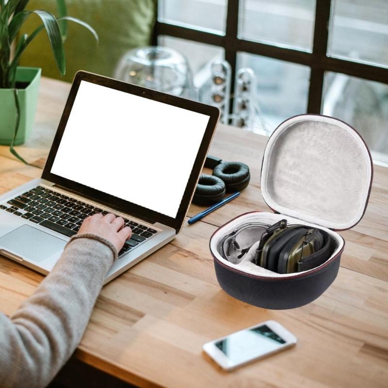 Storage Case Organizers Box for Leight Earmuff and Glasses Hard EVA Case Shockproof Double Zipper Carrying Bag