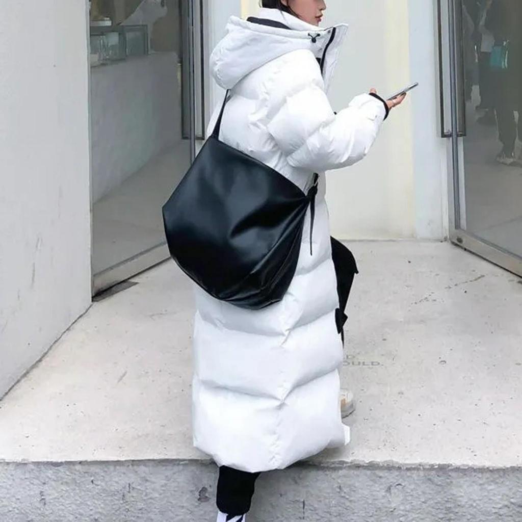 Übergroße Daunen-Baumwolljacke für Damen, mittellanger Reißverschlussmantel