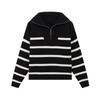 Womens 2026 Striped Knit Sweater Jacket With Front Zipper Loose Fit Long Sleeve