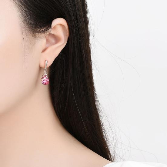 1 Set Women Necklace Elegant Luxury Noble Gift Red Waterdrop Rhinestone Inlaid Stud Earrings Kit Fashion Jewelry
