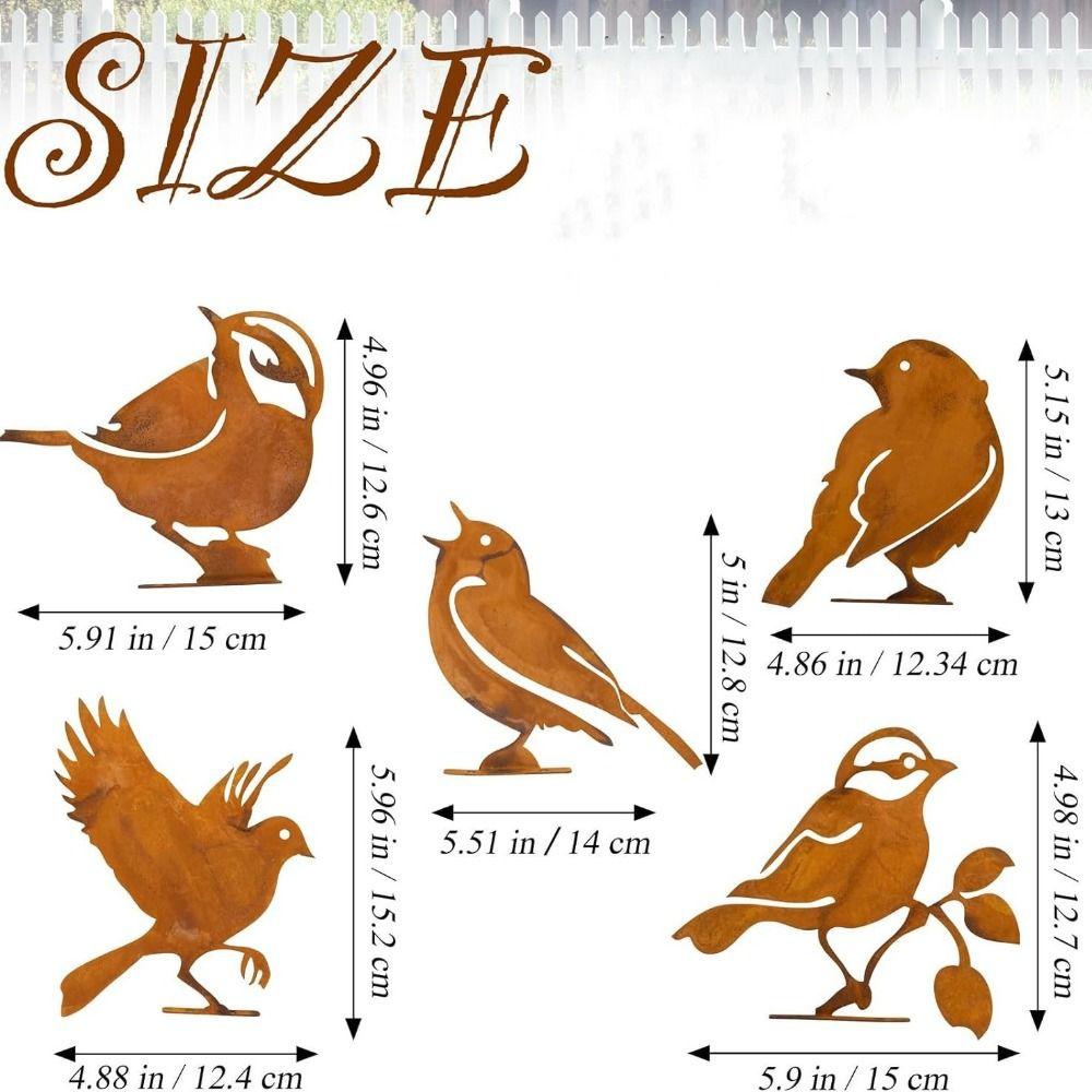 New Rustic Style Metal Birds Statue Ornament Sculpture Metal Bird Ornament Metal Outdoor Garden Decor Lawn