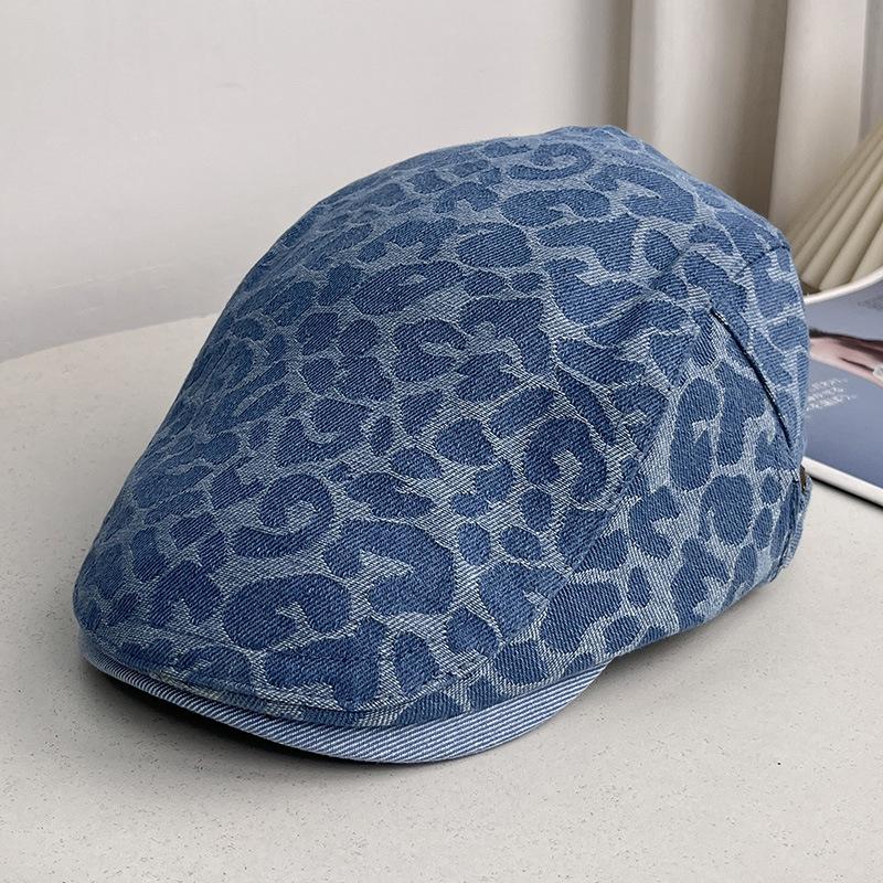 New retro leopard print denim soft and comfortable forward hat women's spring and autumn travel versatile street temperament cap