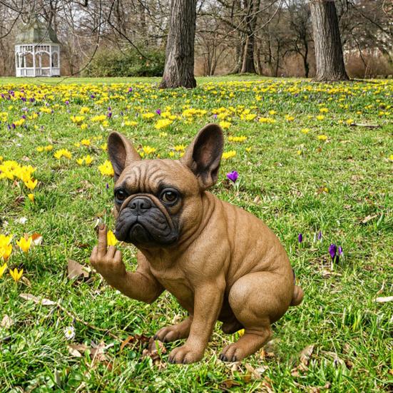 French Bulldog Garden Statue Lifelike Design Resin Dog Shape Figurine Ornament Home Garden Table Decor