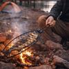 Folding Handle Grilling Basket Nonstick Stainless Steel Grilled Fish Net Electroplating Anti-scald Barbecue Mesh Home Use