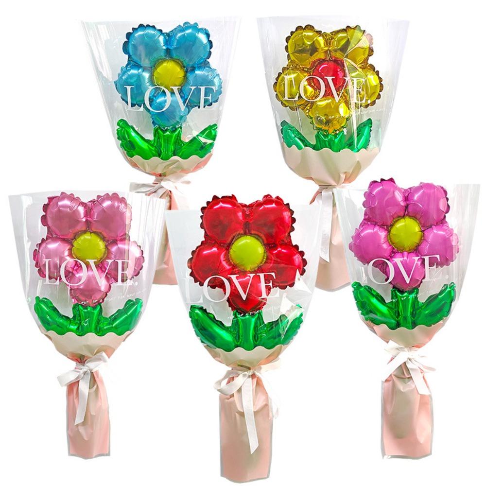 10pcs Aluminum Foil Daisy Rose Flower Balloon Romantic Five Petal Flower Balloon  Mother's Day