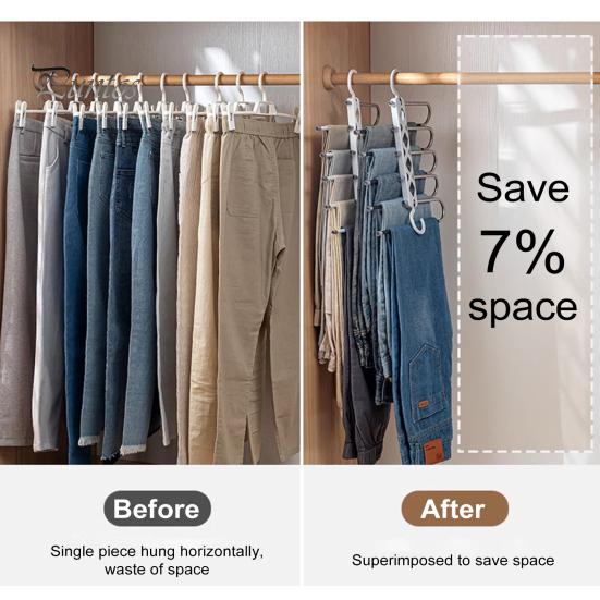Pants Hanger with Rotatable Hook Strong Load-bearing Telescopic Folding Multifunctional Pants Rack Trousers Hanger