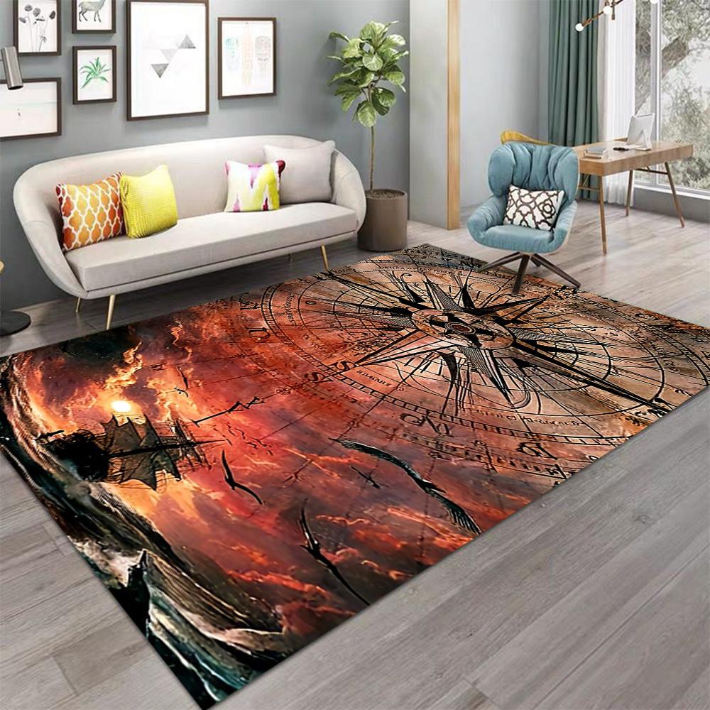

World Map Carpet Golden Cartography Design Vintage Book Pattern Large Area Rug for Living Room Study Decor 40X60CM