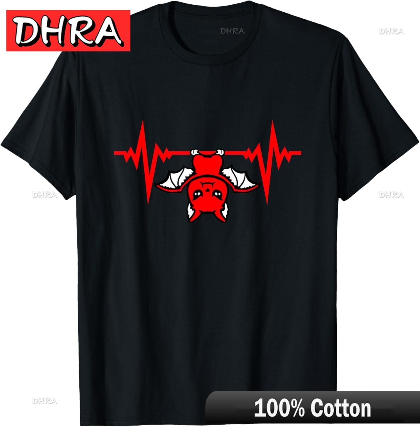Cool Bat Hanging Heartbeat Pulse Line Halloween Frequency TShirt Edgy Chic Graphic Tops Unique Unique Casual Tshirts Clothing S