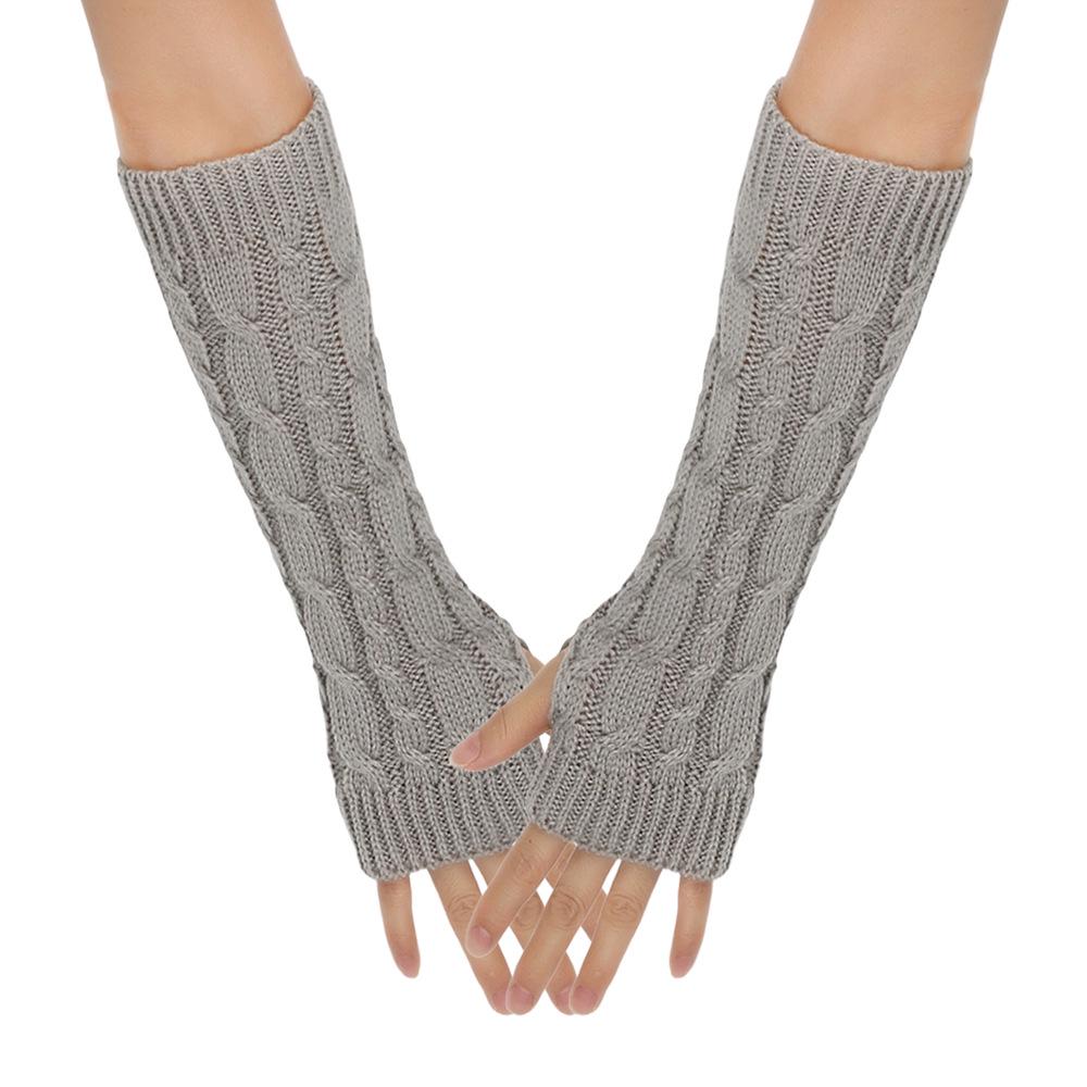 Cable Knit Fingerless Arm Warmers - Thick Winter/Autumn Long Gloves