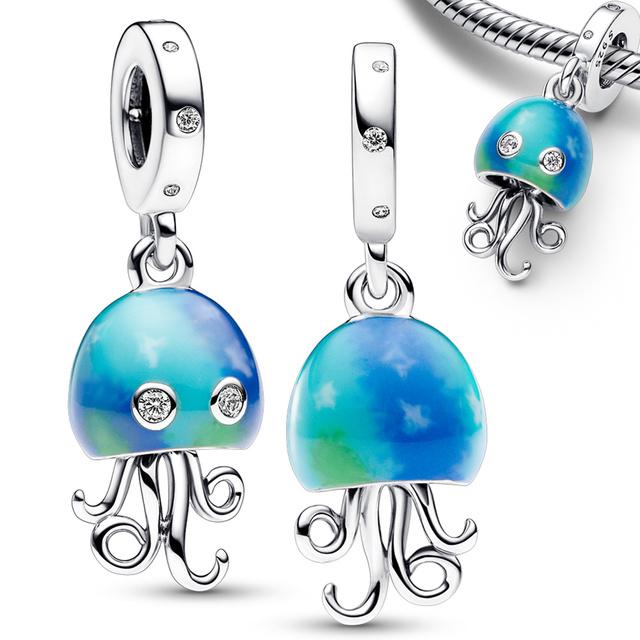 925 Silver Ocean Series Dolphin Octopus Charm Pendant Beads Fit Original Bracelet DIY Women Jewelry Gift Accessories
