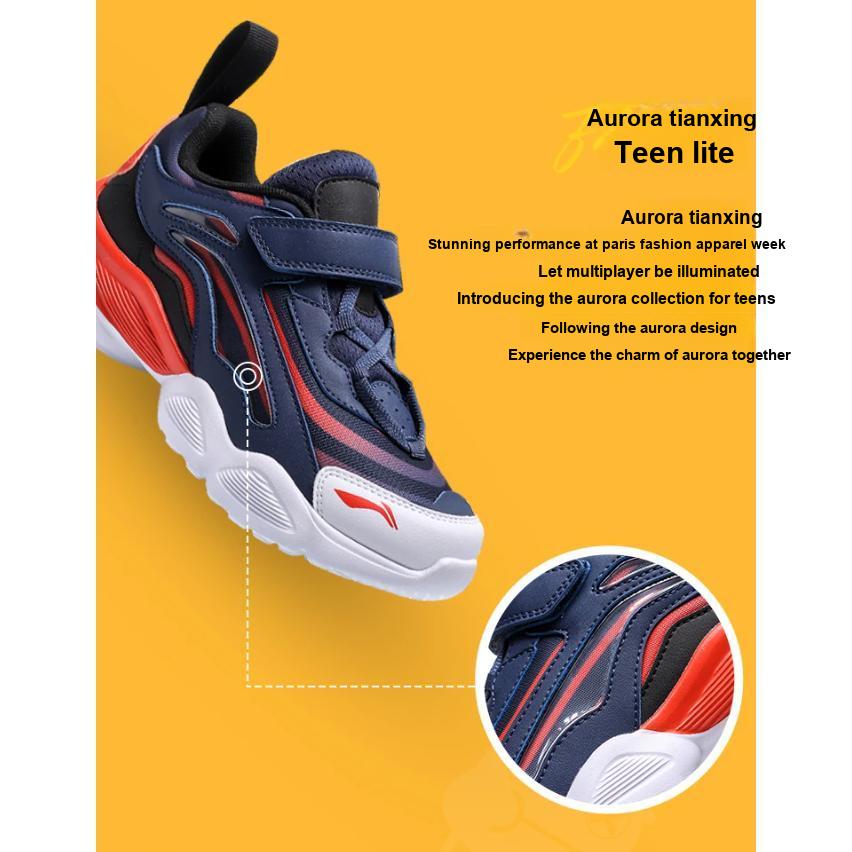 Li Ning Kids Aurora Skywalker Sports Trend Low-Top Casual Shoes Kids Sneaker Red Blue YKCQ274-19