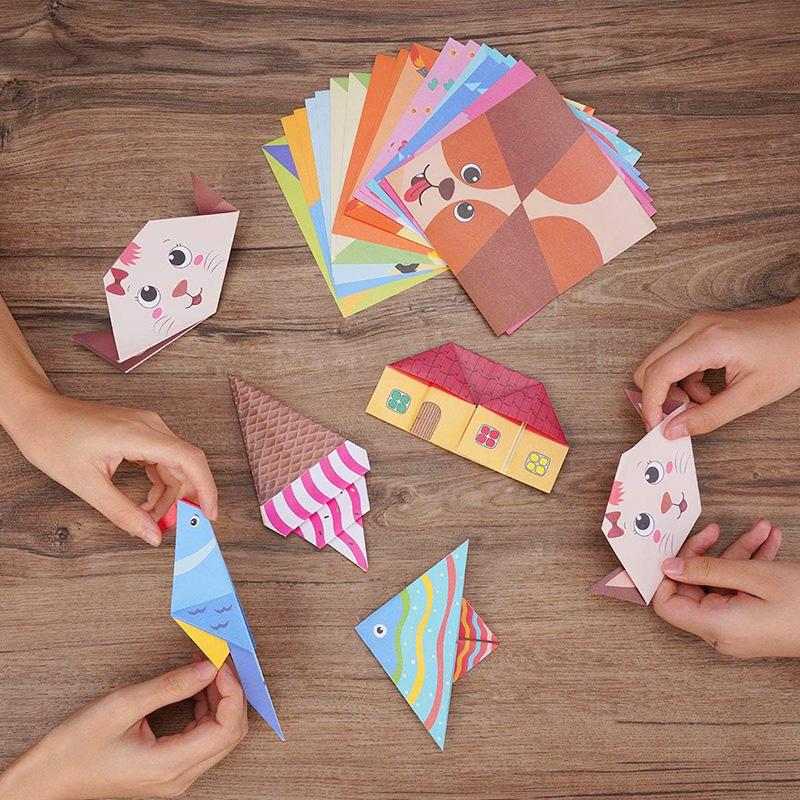 54pcs/set Handmade Origami Material Package DIY Colored Paper Office Supplies Animal/Life Theme Art Supply Handicrafts TMZ