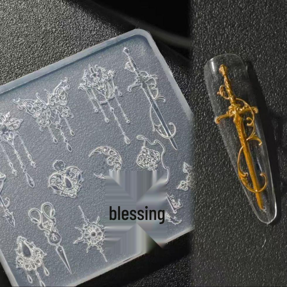 European Baroque Silicone Nail Art Mold with Exquisite Floral Design and High Transparency