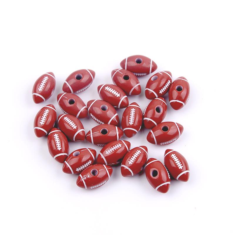 50 Pcs/bag Rugby, Basketball, Volleyball Acrylic Beads for Early Education & Handmade Crafts