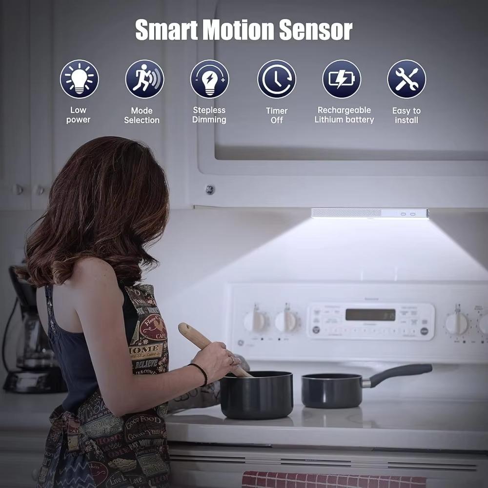 60 LED PIR Motion Sensor LED Under Cabinet Lamp Dimmable Rechargeable Night Light for Kitchen Bedroom Lighting Wall Lamp