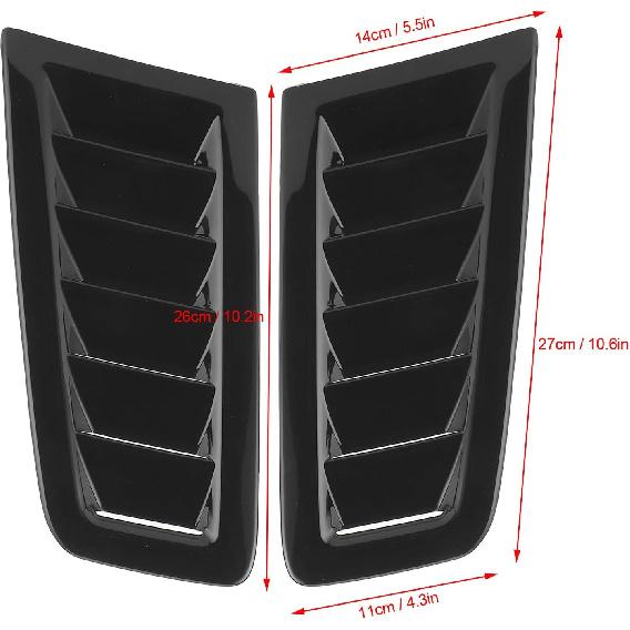 Hood Vents, 2Pcs Universal Car Hood Vent Wear Bonnet Vents Practical Engine Hood Vents for Focus RS MK2 (Glossy Black)