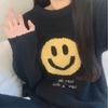 Women's Soft Black Smiling Face Pajamas Casual Couple Home Clothes Autumn and Winter New Style