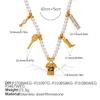 Luxo Leve Vitalidade Diversos Pingentes DIY Pulseira de Contas Brancas Colar Aço Inoxidável Redutor de Idade Doce Estilo Menina Conjunto