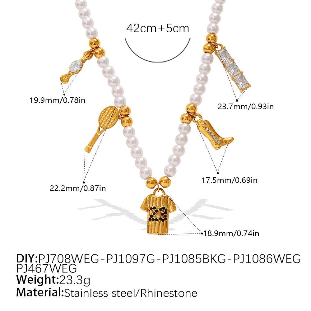 Luxo Leve Vitalidade Diversos Pingentes DIY Pulseira de Contas Brancas Colar Aço Inoxidável Redutor de Idade Doce Estilo Menina Conjunto