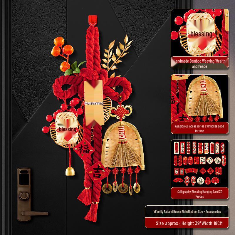 Housewarming Decor: Fu Character Door Handle Pendant Knot for New Home Ceremony