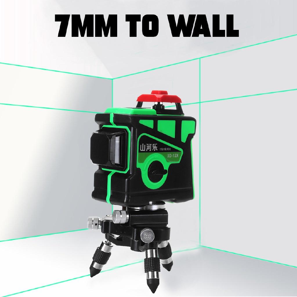 3D 12 Line Laser Level Blue Green Light 360 Degree Rotation Auto Leveling Horizontal Vertical Laser Beam with 2 Battery