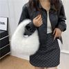 Fashion Soft Plush Half Moon Bags for Women Designer Fluffy Faux Fur Lady Handbags Luxury Small Tote Female Winter Purses