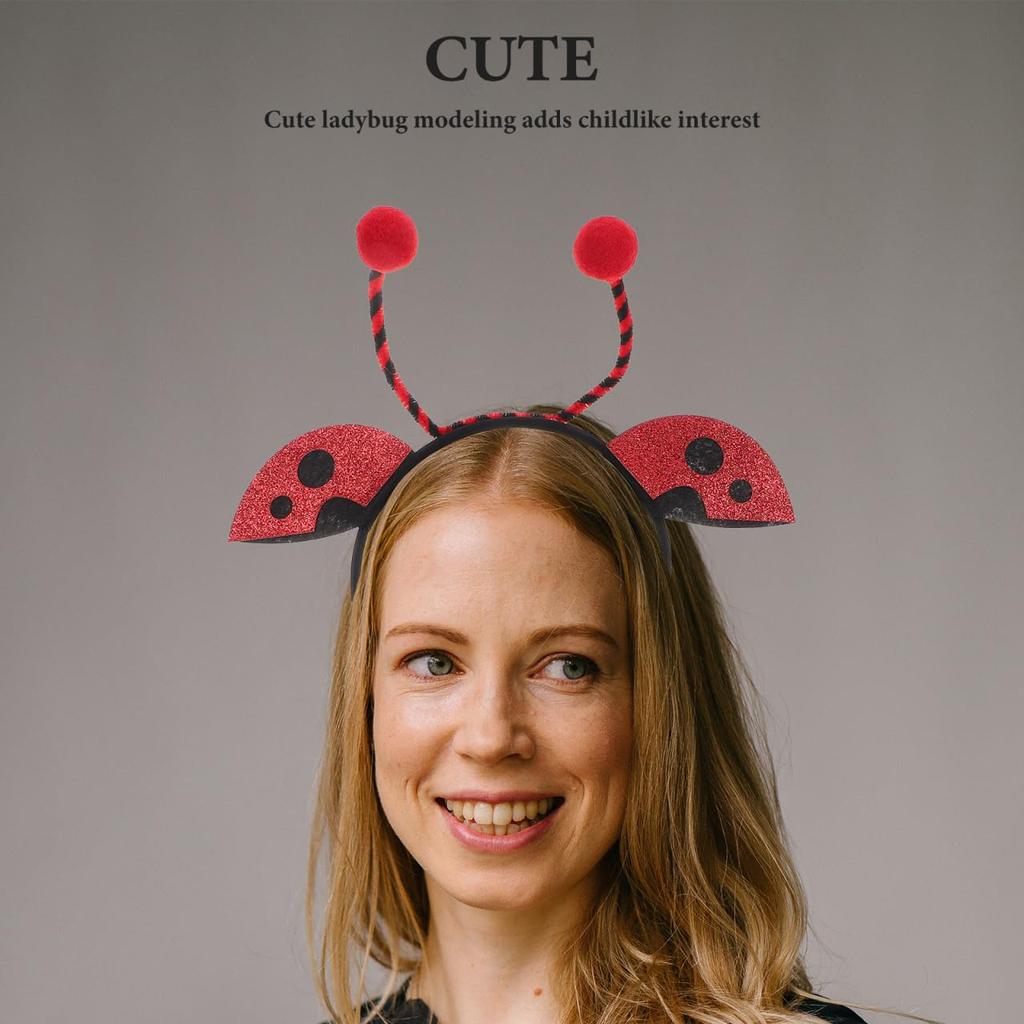 Healeved Ladybug Headband for Kids and Adults, Lightweight Hairband with Cute Insect Motif, Perfect for Parties and Events, 11.02 x 10.24 x 1.06