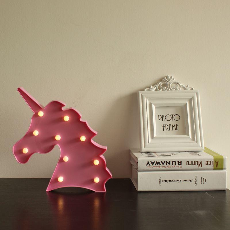 Enchanting Cute Unicorn Head Led Table Lamp Night Light Great For Kids Bedroom Decor