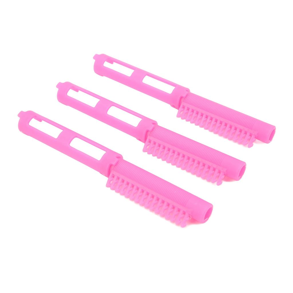 25pcs Hair Perm Rods Hollow Out Smoothing Teeth Hair Styling Curling Rod Set for Salon Barber Pink