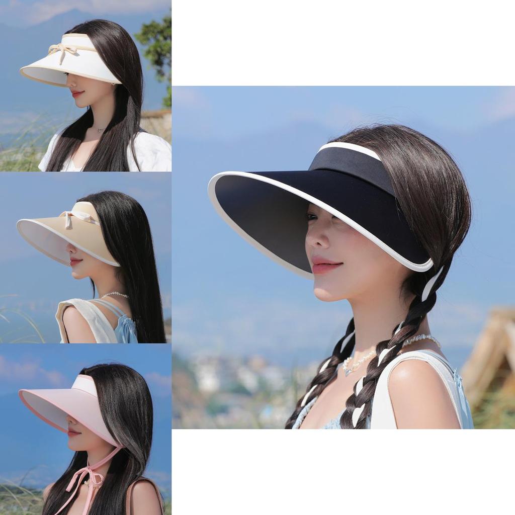 Summer Sun Protection Hat For Women With Large Brim And Butterfly Bow In Ice Silk Material For Casual Outings