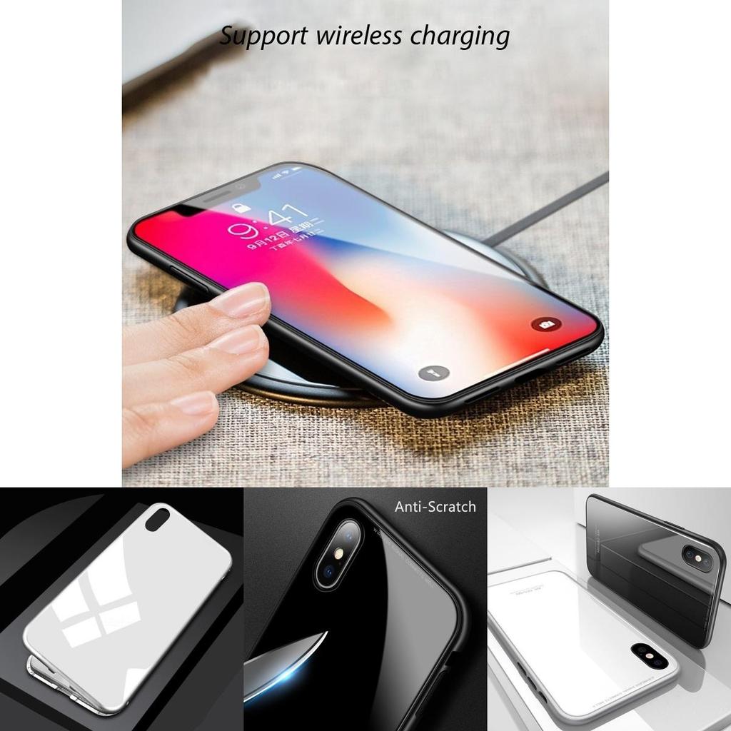 Flip Case Magnetic For Iphone X 8 7 Plus Clear Tempered Glass Film Phone Cases