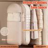 Cost-Effective Beige Compression Hanging Bag, 40% Space-Saving Vacuum Seal, See-Through Luxury Storage with Durable Zipper