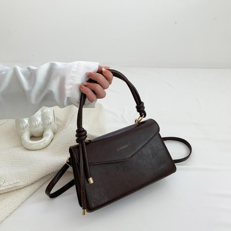 Chic Simple Handheld Shoulder Bag For Women In Black White Brown And Khaki Colors