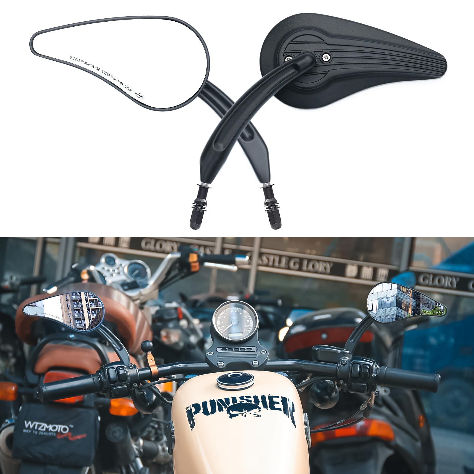 

WTZMOTO Motorcycle Rearview Dual Sport Mirror with Double This aluminum motorcycle mirror is compatible with Touring Road Street Electra Glide Ultra