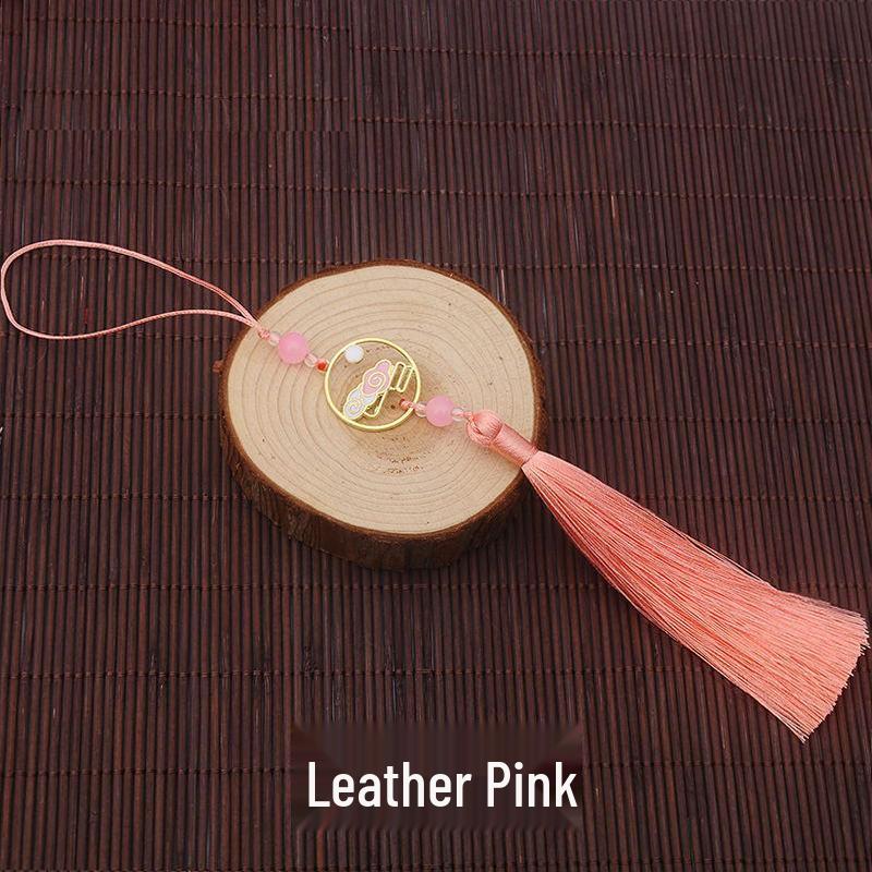 Colorful Clouds Chasing the Moon Tassel Pendant for Hanfu Qipao - 12CM Fan Lantern Jade Lapel Accessory