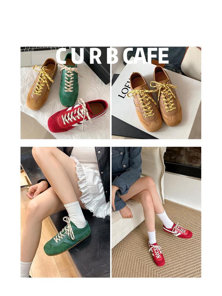 Retro německé tréninkové boty inspirované Su Yinyin: 2025 Prodyšné dámské kožené sportovní tenisky